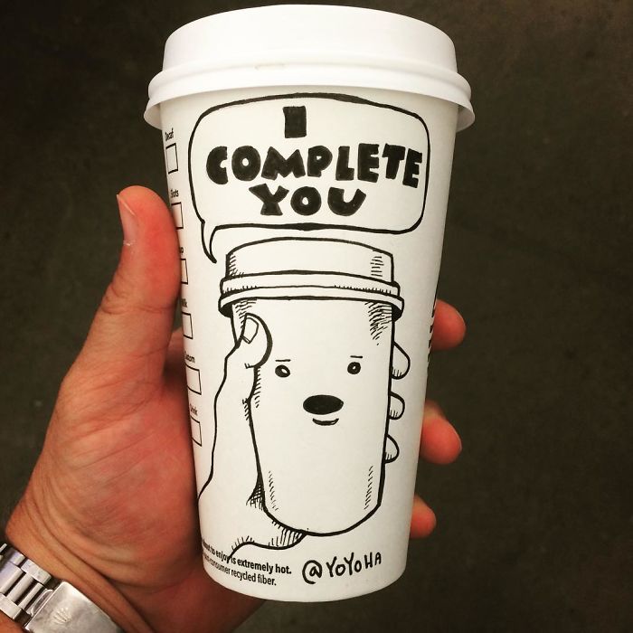I Draw Cartoons Every Day, Sometimes On Coffee Cups