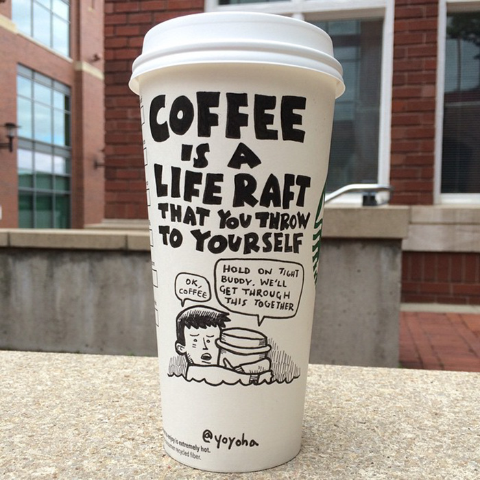 I Draw Cartoons Every Day, Sometimes On Coffee Cups