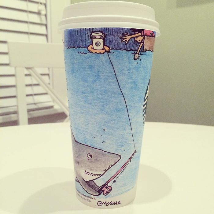I Draw Cartoons Every Day, Sometimes On Coffee Cups