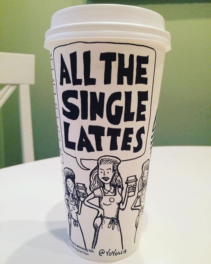 I Draw Cartoons Every Day, Sometimes On Coffee Cups