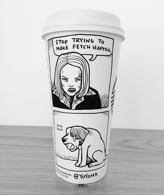 I Draw Cartoons Every Day, Sometimes On Coffee Cups