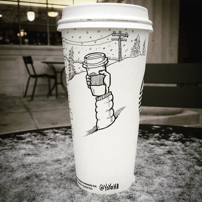I Draw Cartoons Every Day, Sometimes On Coffee Cups