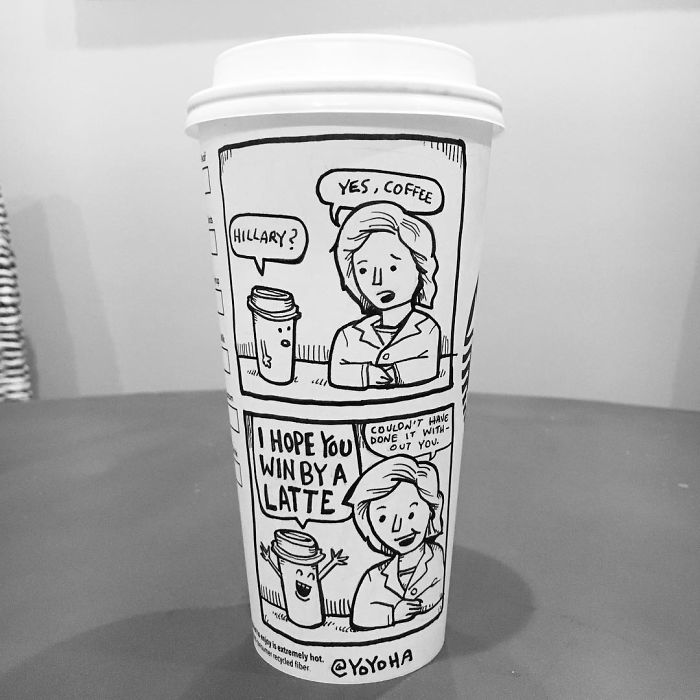 I Draw Cartoons Every Day, Sometimes On Coffee Cups
