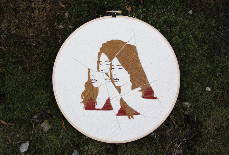 I Embroidered Fractured Portraits Of Women, Inspired By The Women's March