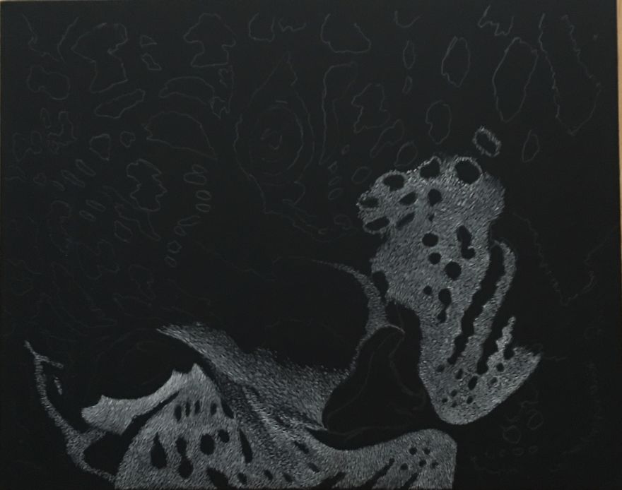 I Found This Cheetah On Internet - Her Face And Particularly Her Baby Blue Eyes Were Telling Me: "Paint Me, I Dare You!"...what Else Is There For Me To Say...? - Www.luzimmscratchart.com