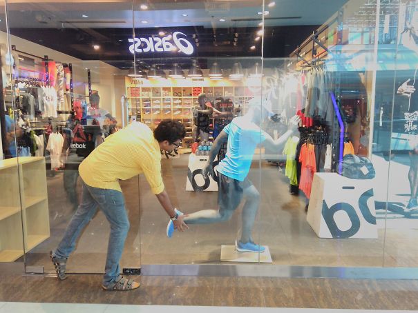 Posing With Sculptures To Another Level