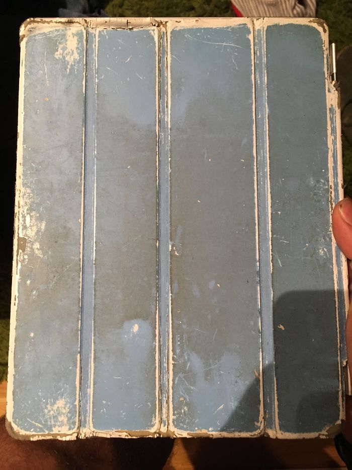 My Ipad 2 Smart Cover After 6 Years Of Rolling It Placing My Fingers In The Same Spot