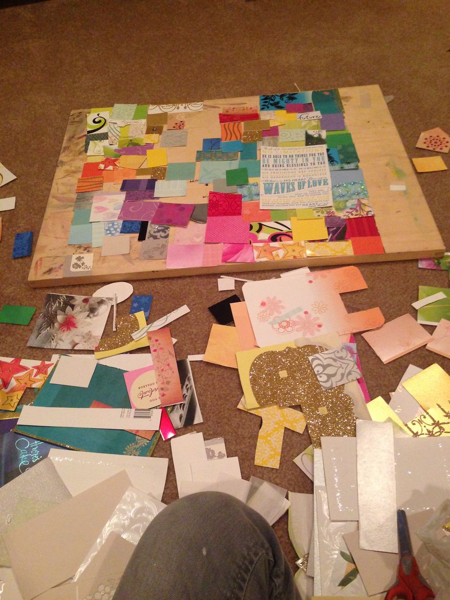 I Cut Up All Our Wedding Cards And Turned Them Into Art For Our Home I Cut Up All Our Wedding Cards And Turned Them Into Art For Our Home