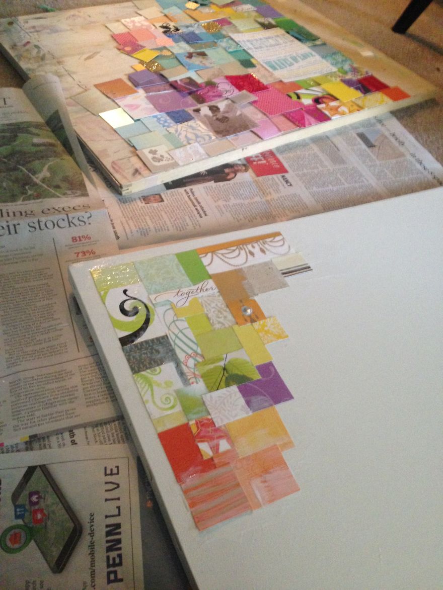 I Cut Up All Our Wedding Cards And Turned Them Into Art For Our Home