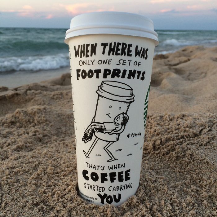 I Draw Cartoons Every Day, Sometimes On Coffee Cups