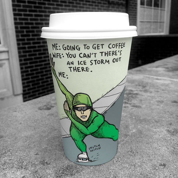 I Draw Cartoons Every Day, Sometimes On Coffee Cups
