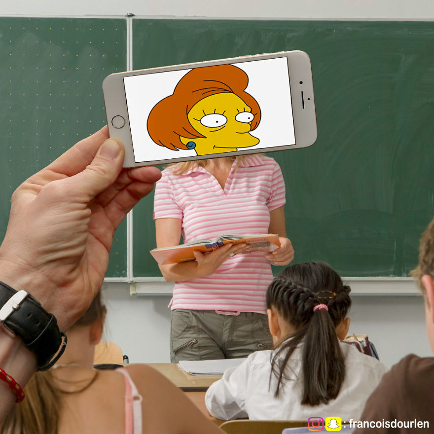I Insert Simpsons Characters Into Real Life Situations Using My Iphone