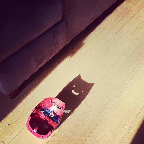 My Cousin's Iron Man Mask Giving Homage To Overly Happy Batman