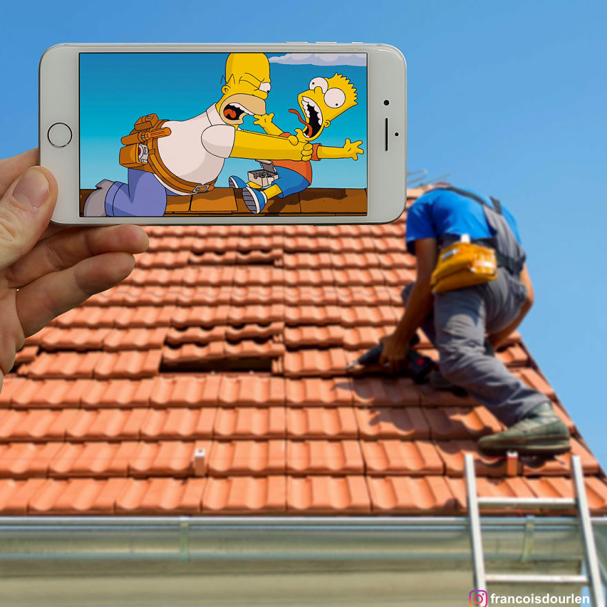 I Insert Simpsons Characters Into Real Life Situations Using My Iphone