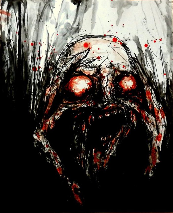 The Artist Who Paint Nightmares With His Own Blood -maxime André Taccardi