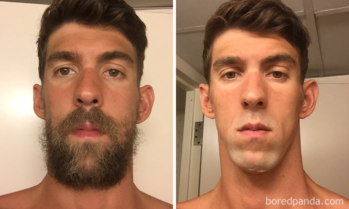 Michael Phelps Before And After He Shaved His Beard