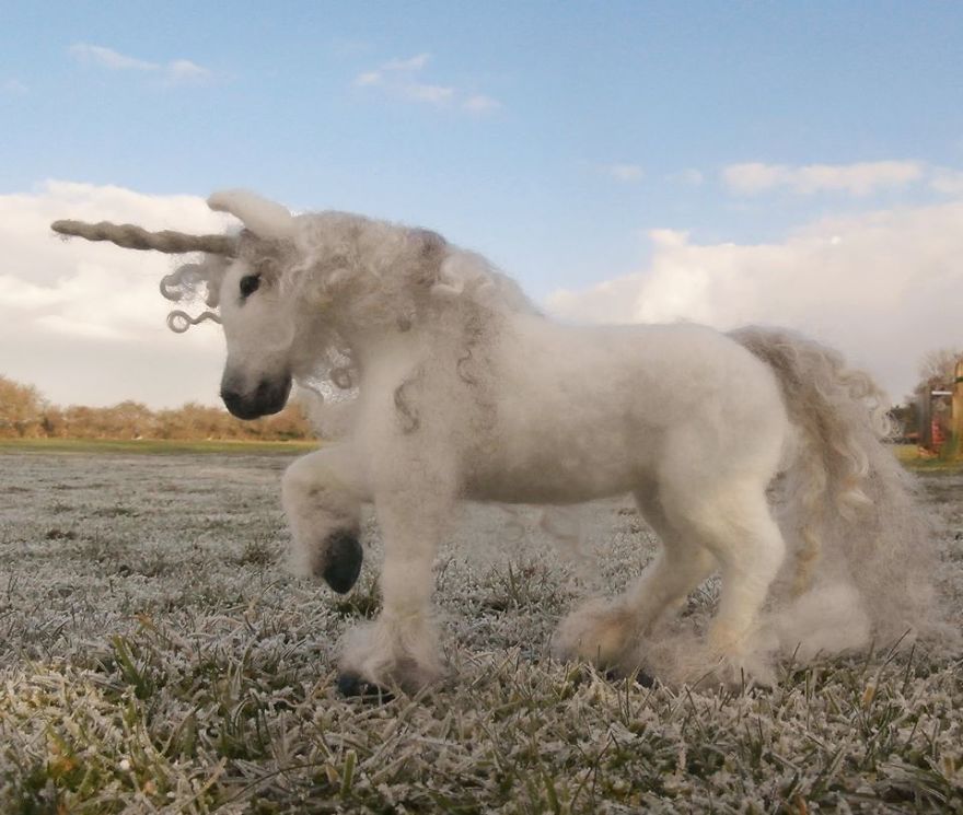 Needle Felted Unicorn Handmade By Moonbrush Wood Studios