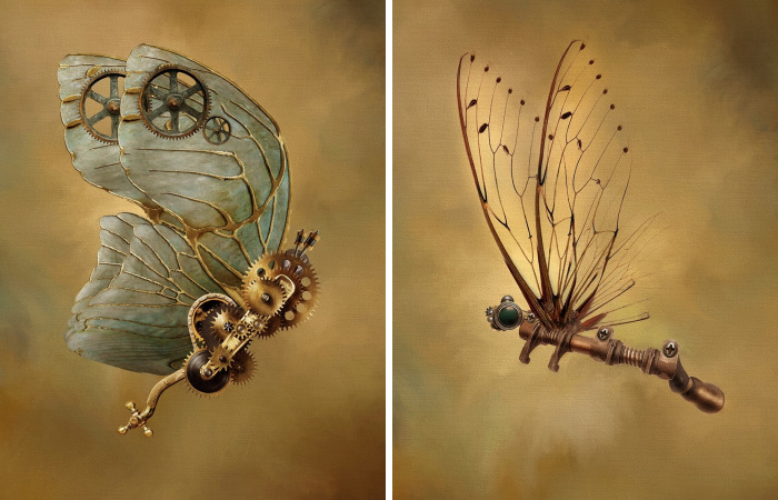 This Digital Artist Creates Ethereal Images Of Steampunk Butterflies And Dragonflies