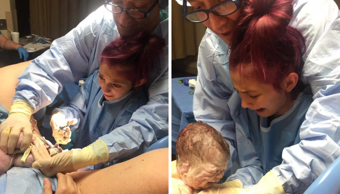 Una niña de 12 años asistió en el parto de su hermano menor y sus emociones crudas han dominado el Internet