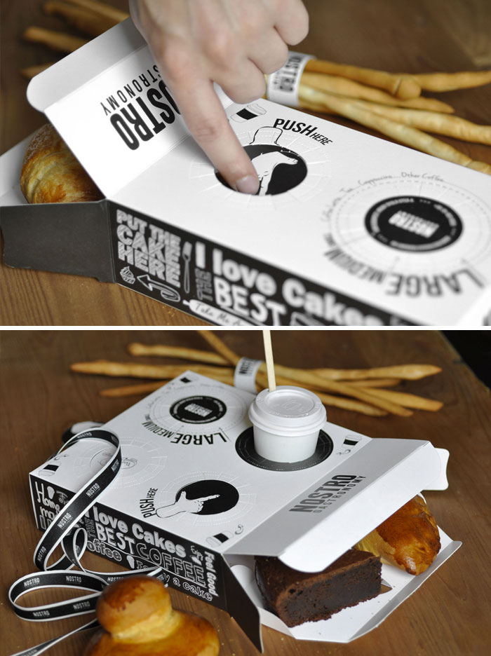 Pastry Box With Built-In Coffee Holder