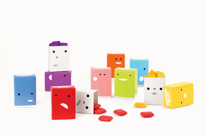 Packaging Design For A Fun And Twisted Bubble Gum Brand. Beneath The Cutesy Exterior Lies An Unexpected Twist: Removing The Outer Box Reveals The Skeleton Of Each “Bum”