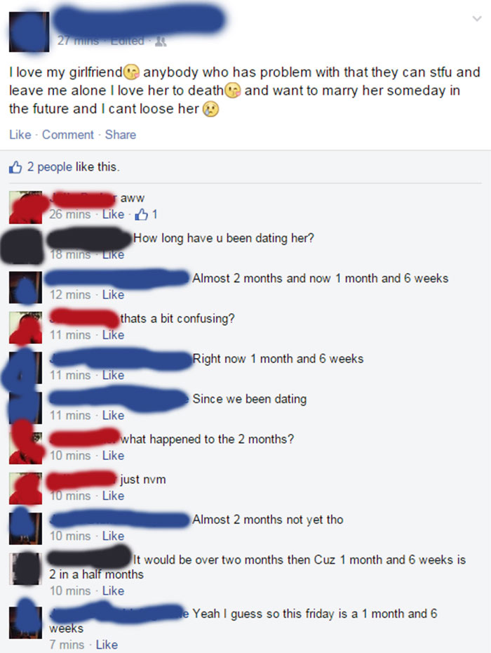 "Almost 2 Months. 1 Month And 6 Weeks"