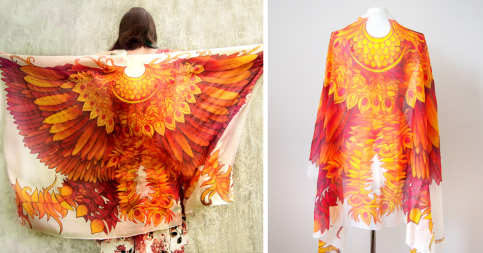 I Hand-Painted This Silk Scarf That Will Give You Firebird Wings