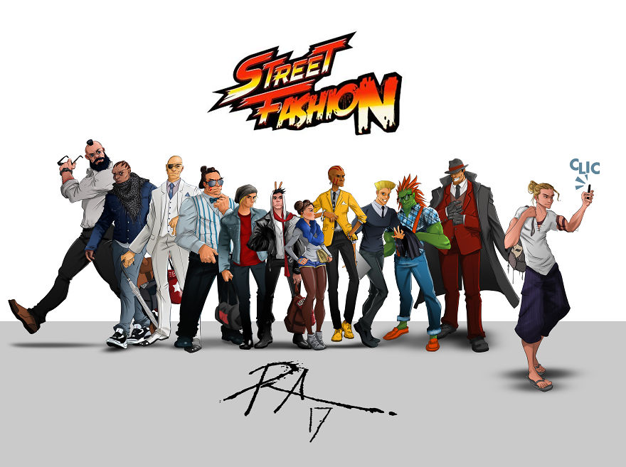 I Drew The "Street Fighter 2" Characters Like A Model.