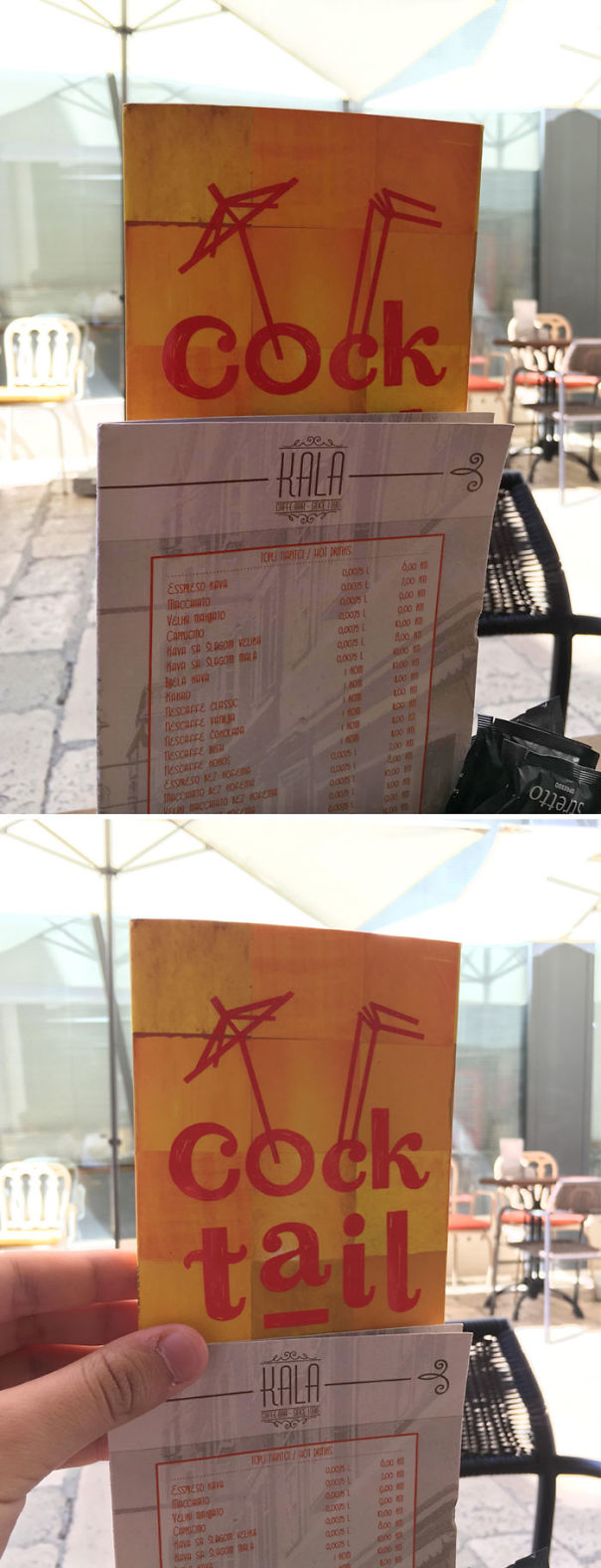 First Page Of The Drinks Menu In The Local Caffe Bar