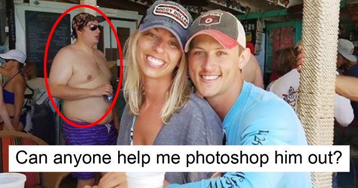 Couple Asks Internet To Photoshop Out Shirtless Guy From Engagement Photo, Regrets It Immediately