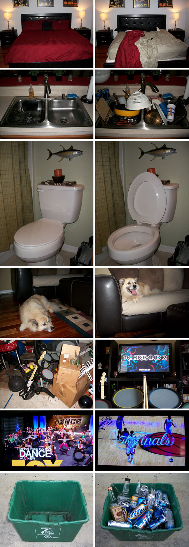 This Is What Happens When My Wife Leaves On A Business Trip And I'm Home Alone. When She's Home Vs. When She's Gone