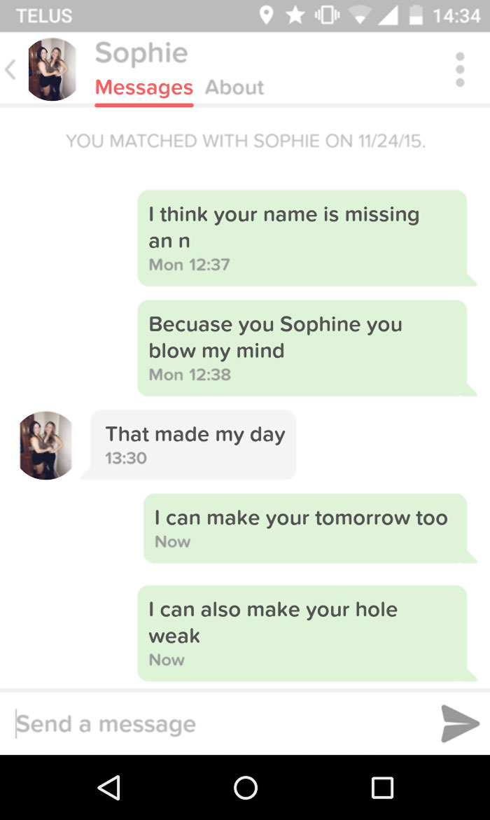 man flirting with woman using her name as a pun 