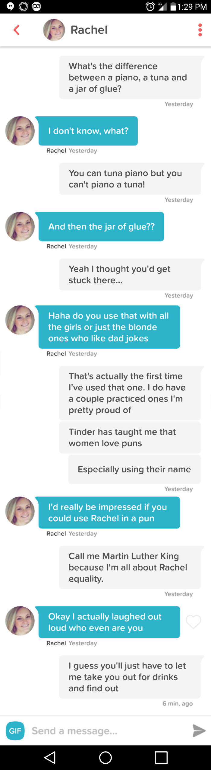 man flirting with woman using her name as a equality pun 