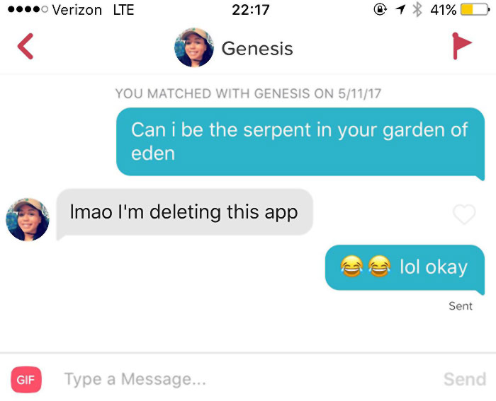 man flirting with woman a serpent pun 