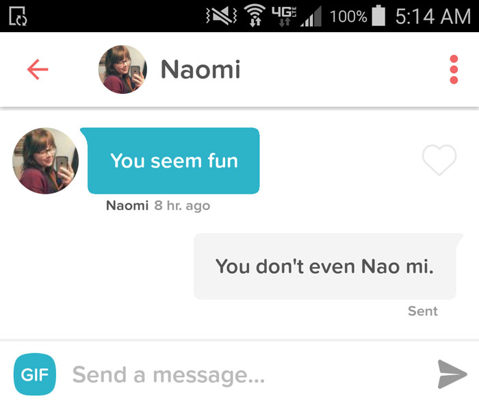 Naomi pun text message 