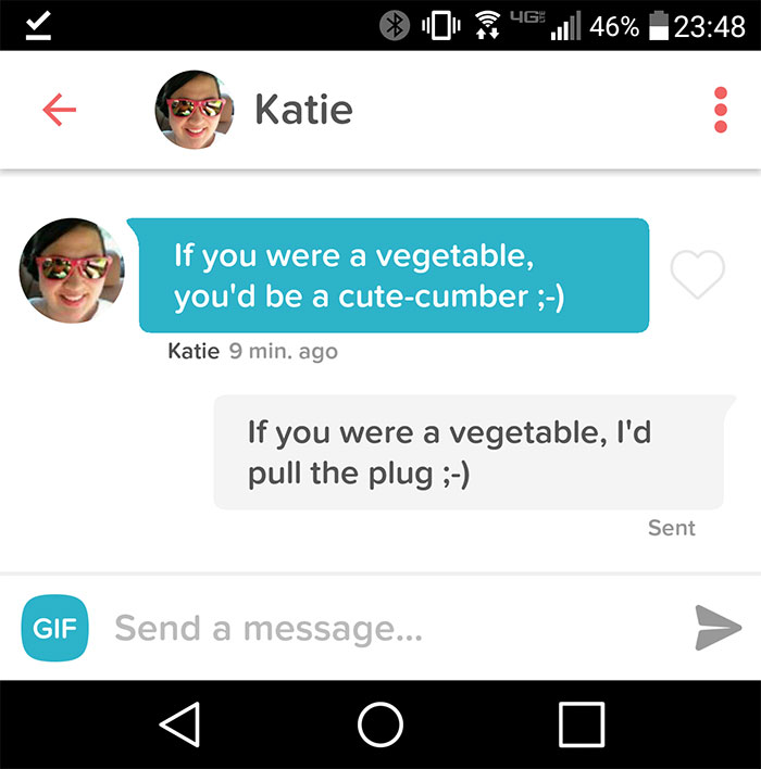 people flirting using vegetable pun 