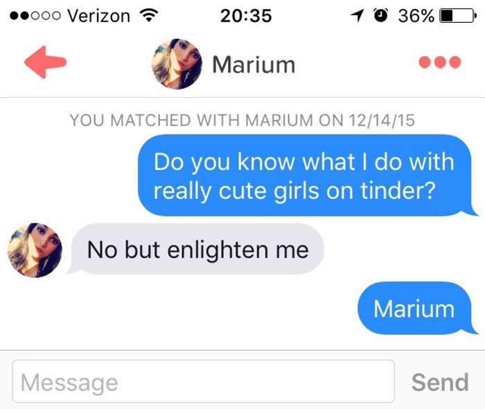 man flirting with woman using her name as a pun 