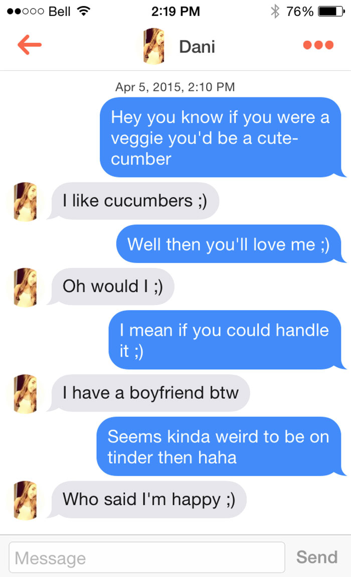 man flirting with woman using vegetable pun 