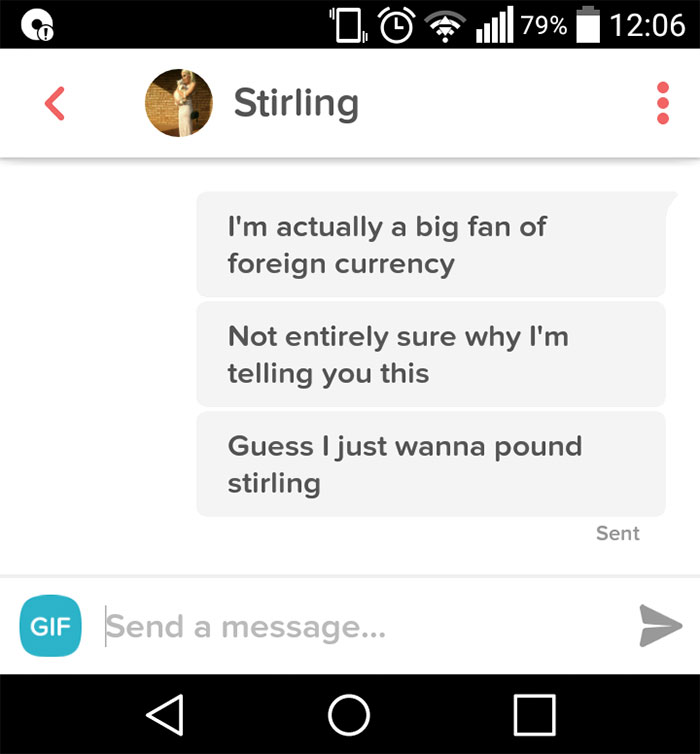 man flirting with woman using her name as a stirling pun 
