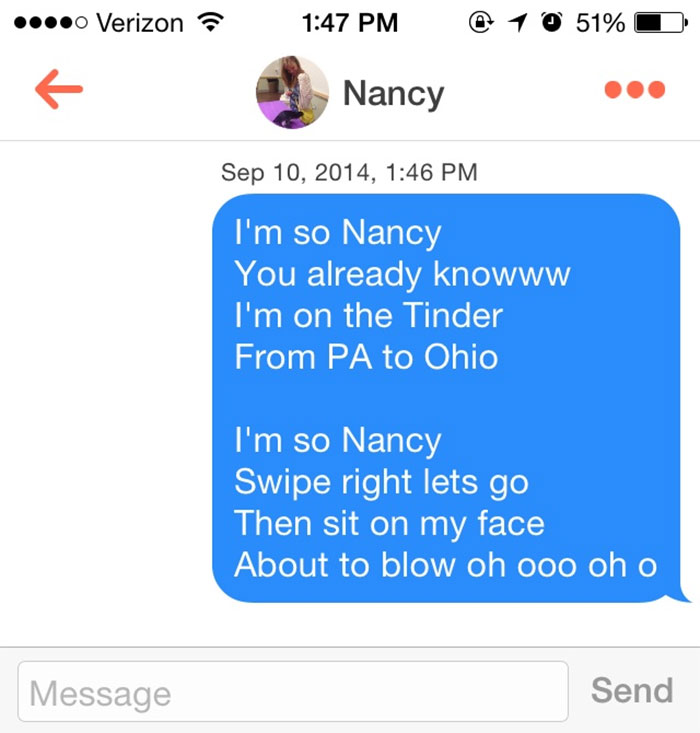 man flirting with woman using her name as a pun 