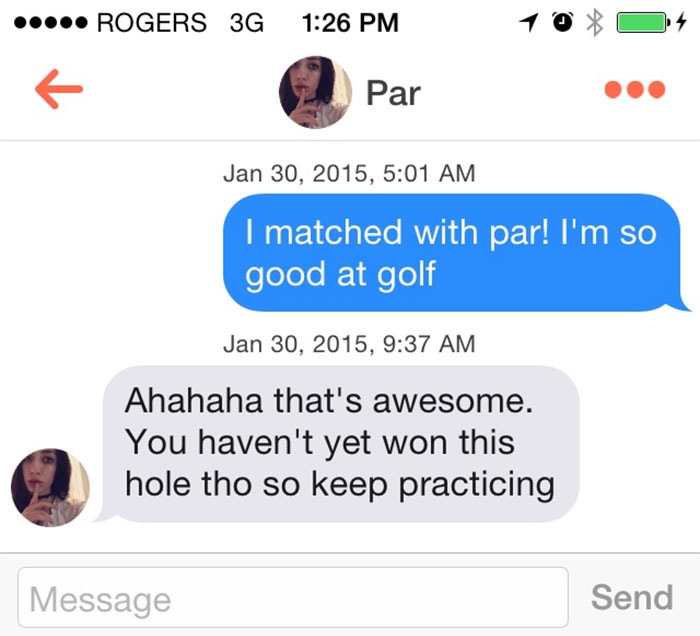 man flirting with woman using her name as a pun 