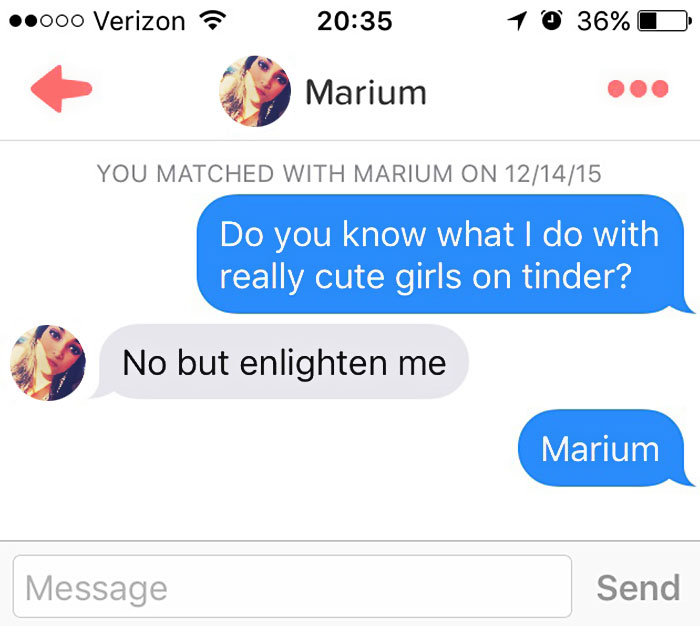 person flirting with woman using her name as a pun 