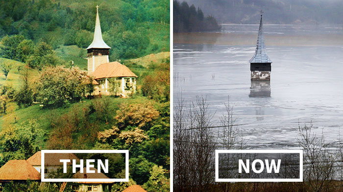 This Church Spire Is All That Remains Of A Village, Soon It Will Be Buried Completely