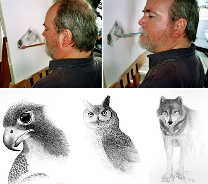 Doug Landis Was Paralyzed From The Neck Down, After An Awful Accident, During A High-School Wrestling Match. He Discovered His Talent When He Saw The Drawing Of A House, On A Christmas Card, And Thought He Could Do It Himself