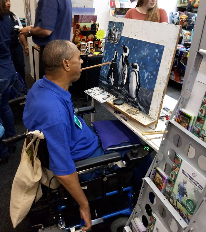 This Man Is Using His Mouth To Paint