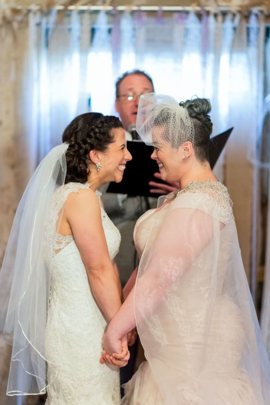 Two happy woman getting married 