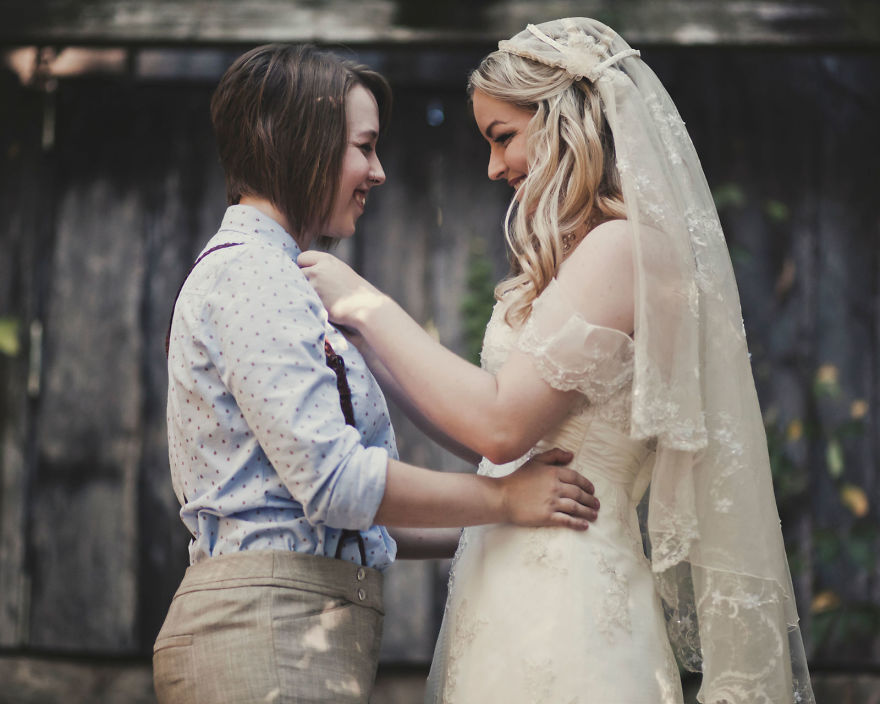 Two women looking at each other 