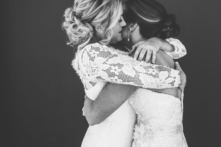 Two women hugging 