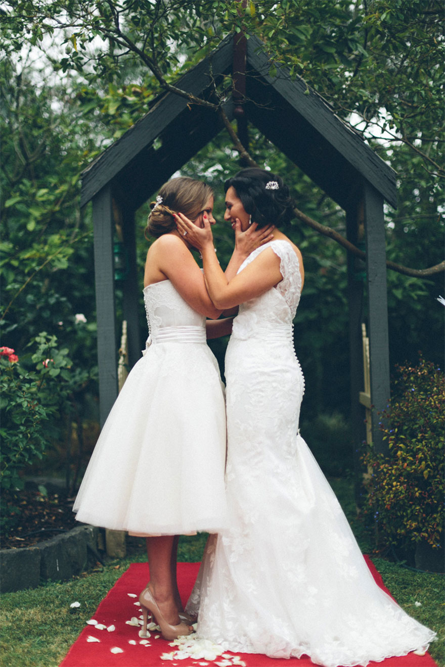 Two women looking at each other 
