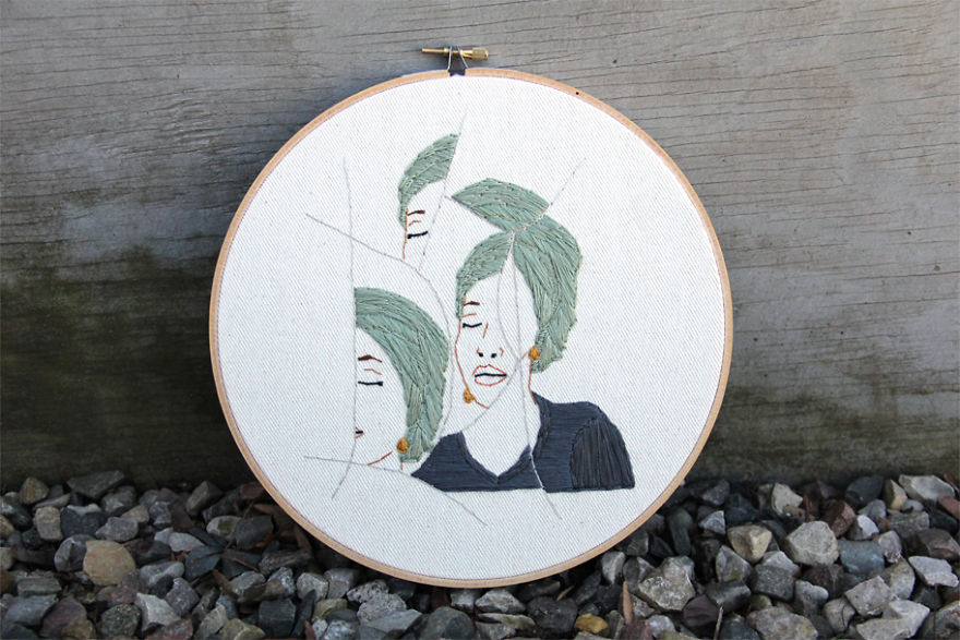 I Embroidered Fractured Portraits Of Women, Inspired By The Women's March